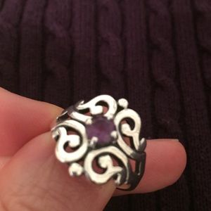 JA Sterling Silver Spanish Lace amethyst ring